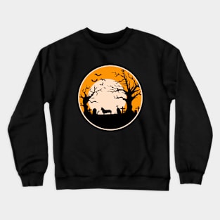 Halloween Corgi Silhouette - Zombie Hand Crewneck Sweatshirt